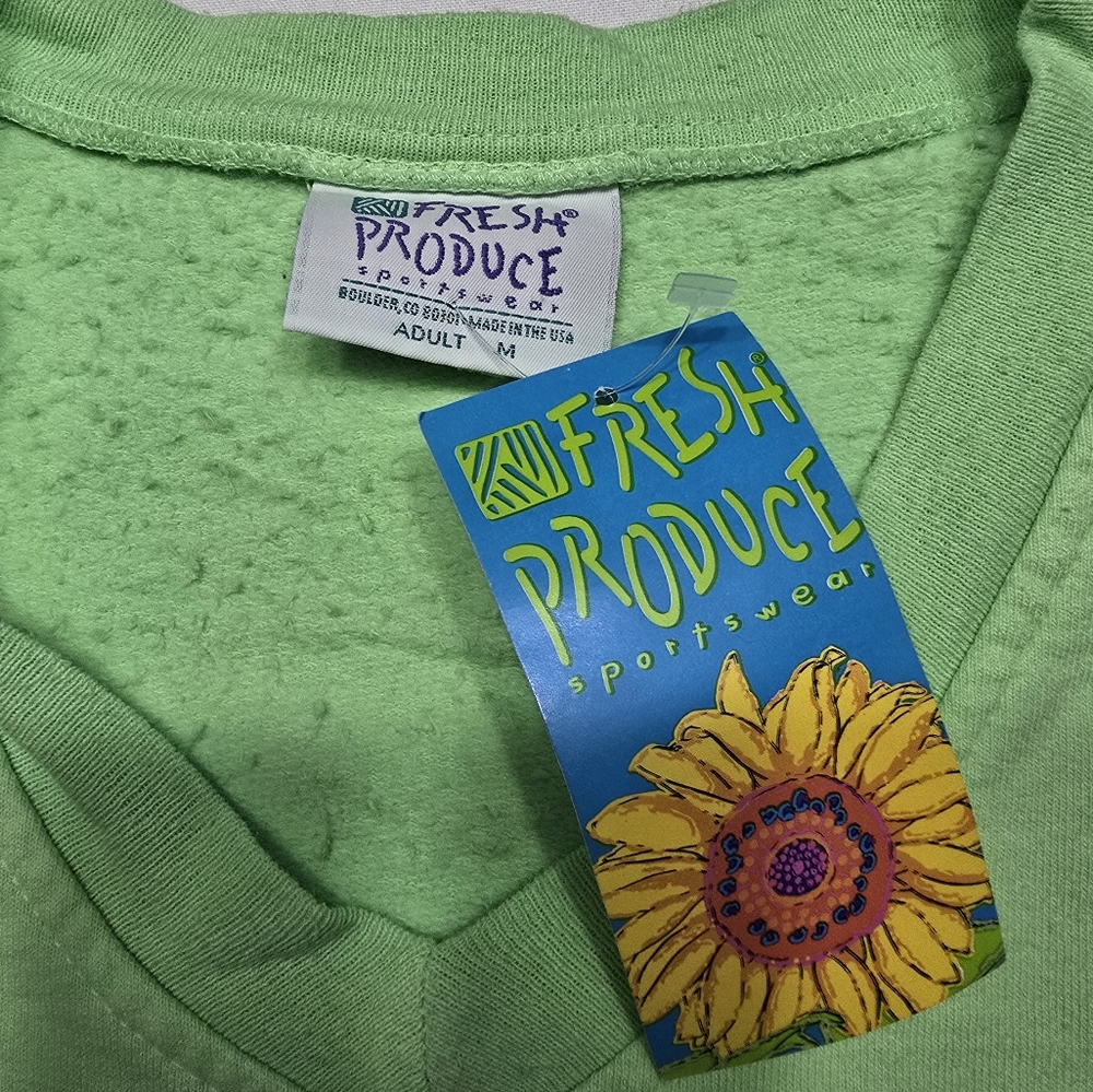 Vintage 90's Fresh Produce Sea Turtle Cropped Sweatshirt New Old Stock - Picture 3 of 8